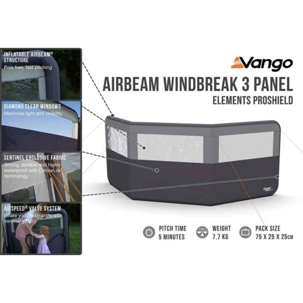 Vango Airbeam Windbreak 3 Panel (Elements Proshield) - Image 3