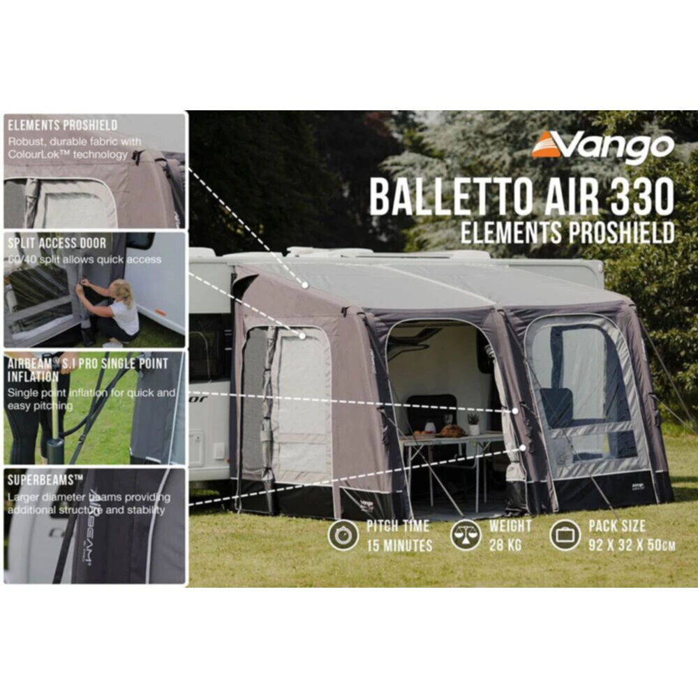 Vango Airbeam Vango Balletto Air 330 Elements ProShield Caravan Awning (2024) - Image 6
