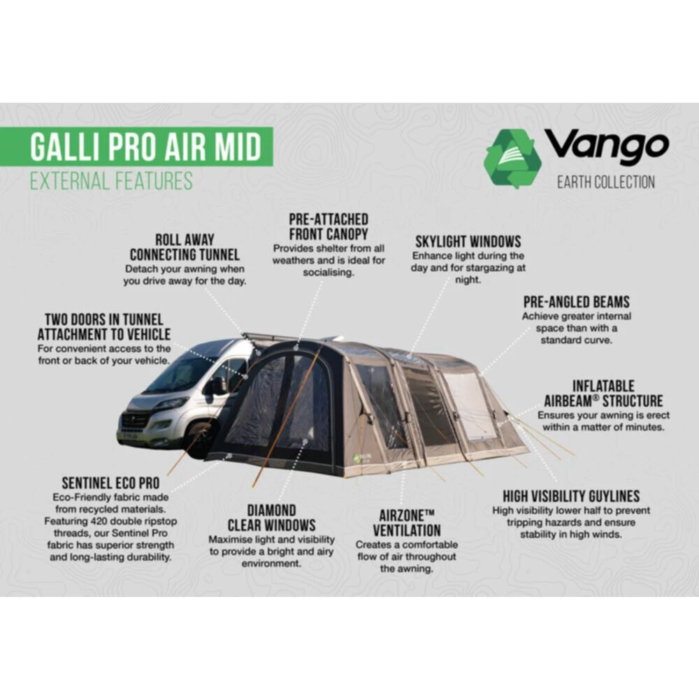 Vango Airbeam Vango Galli Pro Air Mid Awning - Image 16