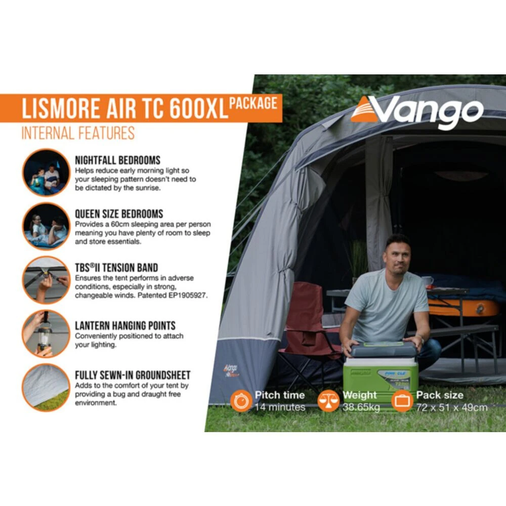 Vango Airbeam Vango Lismore TC Air 600XL Tent Package (incl Footprint) - Image 6