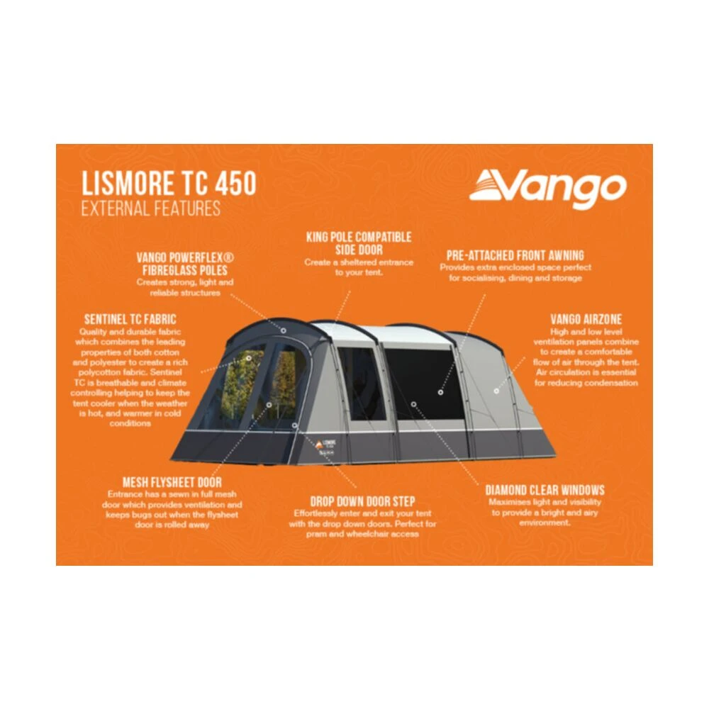Vango Lismore TC 450 Poled Tent Package (incl Footprint) - Image 4