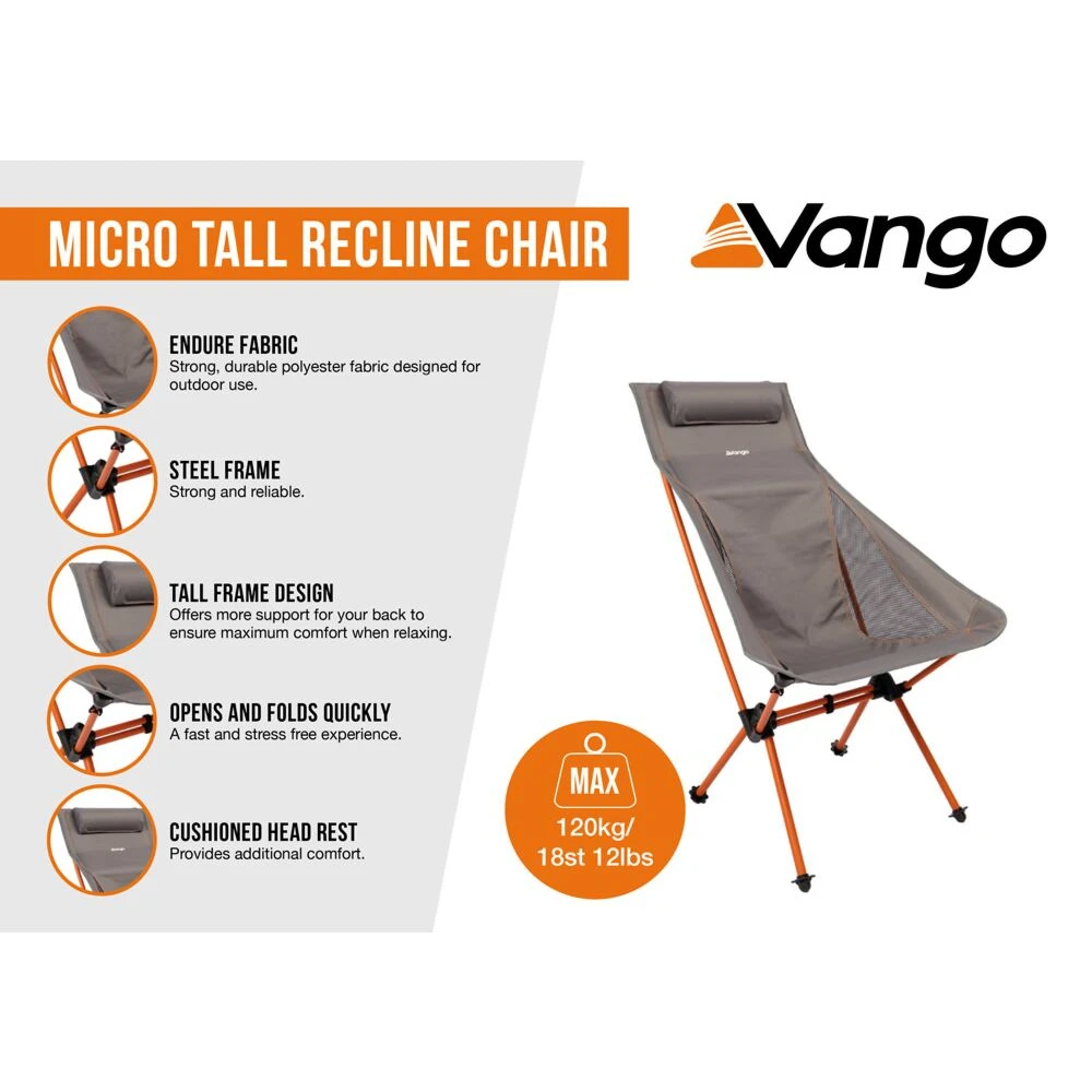 Vango Micro Tall Recline Chair (Excalibur) - Image 5