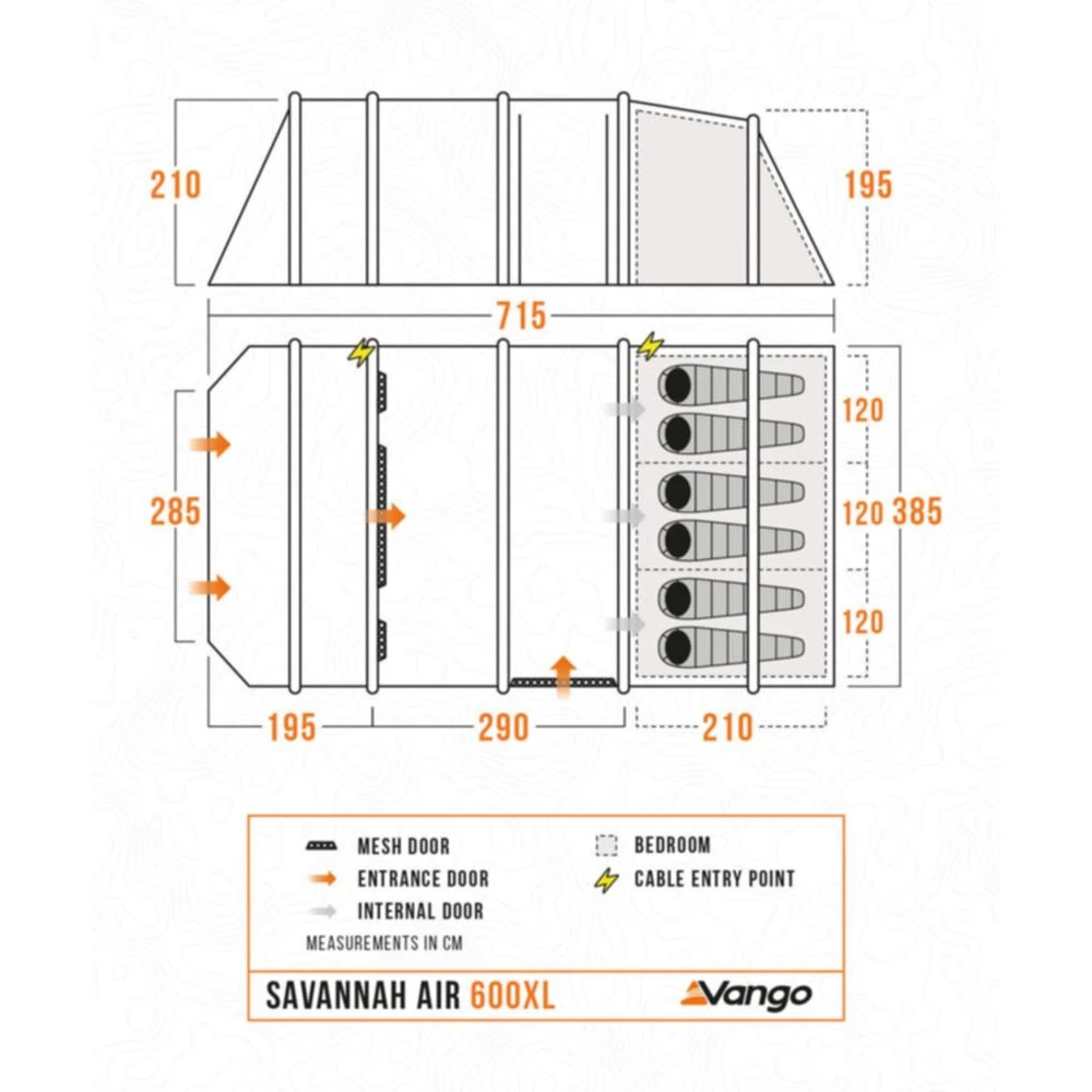 Vango Airbeam Vango Savannah Air 600xl Tent Package (incl Footprint) - Image 4