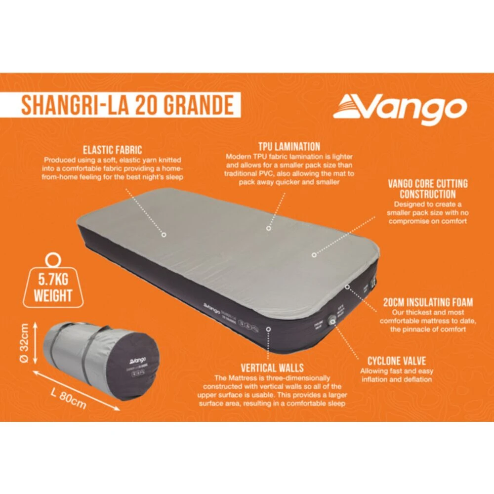 Vango Shangri-La II 20cm Grande Self-Inflating Mattress - Image 2