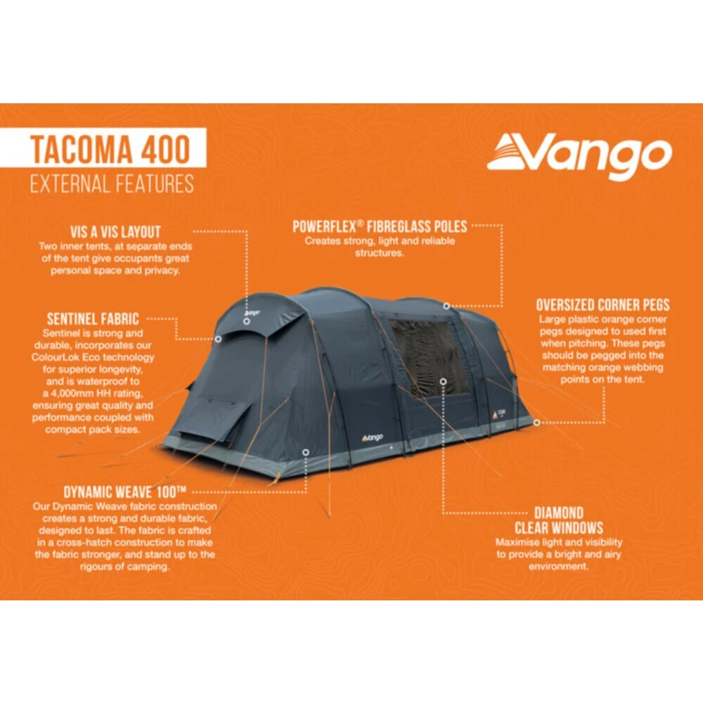 Vango Airbeam Vango Tacoma 400 Poled Tent Package (incl Footprint) - Image 14