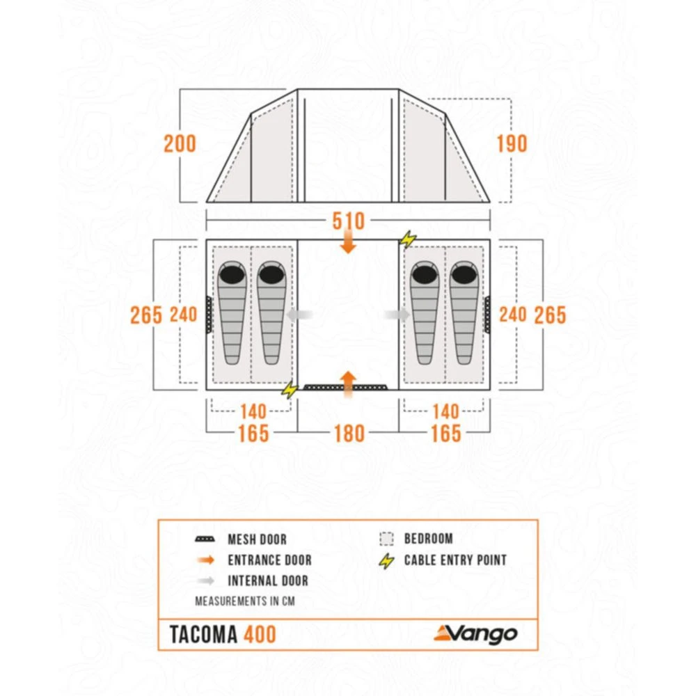 Vango Airbeam Vango Tacoma 400 Poled Tent Package (incl Footprint) - Image 4