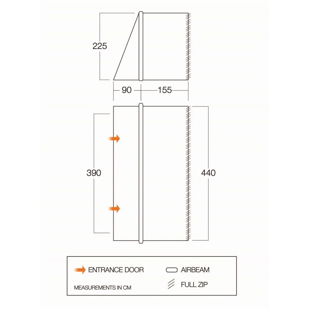 Vango Airbeam Vango Zipped Front Awning (TA101) - Image 2